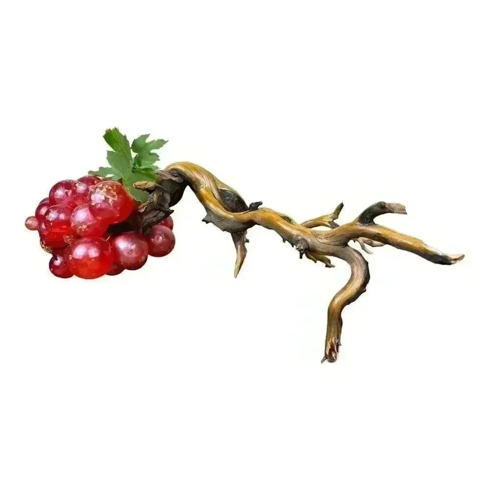 Vintage MCM Mod Violet Red & Gold Lucite Grapes Cluster Large drift wood stem - Picture 4 of 11
